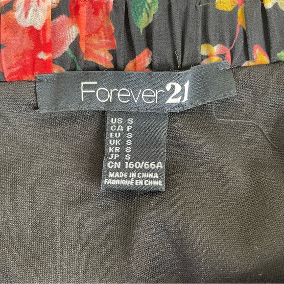 Forever 21 Sheer Black and Pink Floral Maxi Skirt with High Leg Slit - Picture 5 of 6